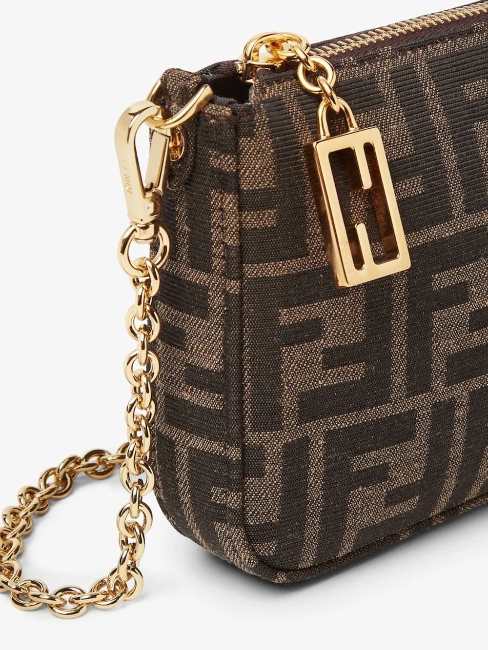 Fendi Tube Pouch Brown Jacquard Bag